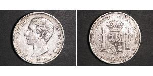 5 Peseta Kingdom of Spain (1874 - 1931) Argent Alfonso XII of Spain (1857 -1885)
