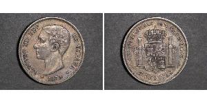5 Peseta Kingdom of Spain (1874 - 1931) Argento Alfonso XII of Spain (1857 -1885)