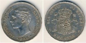 5 Peseta Kingdom of Spain (1874 - 1931) Argento Alfonso XII of Spain (1857 -1885)