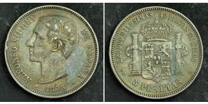 5 Peseta Kingdom of Spain (1874 - 1931) Argento Alfonso XII of Spain (1857 -1885)
