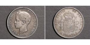 5 Peseta Kingdom of Spain (1874 - 1931) Argento 