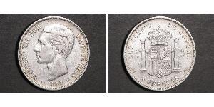 5 Peseta Kingdom of Spain (1874 - 1931) Argento Alfonso XII of Spain (1857 -1885)