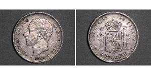 5 Peseta Kingdom of Spain (1874 - 1931) Argento Alfonso XII of Spain (1857 -1885)