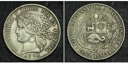 5 Peseta Perù Argento 