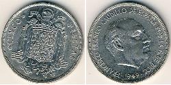 5 Peseta Francoist Spain (1936 - 1975) Kupfer/Nickel 