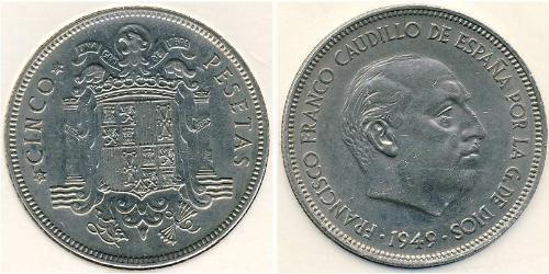 5 Peseta Francoist Spain (1936 - 1975) Nichel Francisco Franco(1892 – 1975)