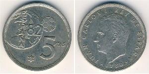 5 Peseta Reino de España (1976 - ) Níquel/Cobre Juan Carlos I (1938 - )