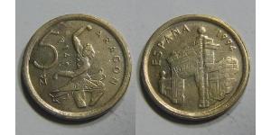 5 Peseta Regno di Spagna (1976 - ) Ottone/Nichel Juan Carlos I (1938 - )