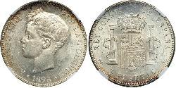 5 Peseta Kingdom of Spain (1874 - 1931) Plata 