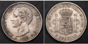 5 Peseta Kingdom of Spain (1874 - 1931) Plata Alfonso XII of Spain (1857 -1885)