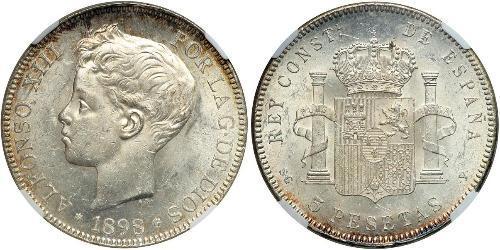 5 Peseta Kingdom of Spain (1874 - 1931) Plata 