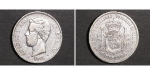 5 Peseta Kingdom of Spain (1814 - 1873) Silber Amadeus I. (Spanien)  (1845 - 1890)