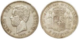 5 Peseta Kingdom of Spain (1814 - 1873) Silber Amadeus I. (Spanien)  (1845 - 1890)