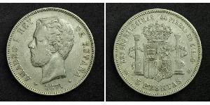 5 Peseta Kingdom of Spain (1814 - 1873) Silber Amadeus I. (Spanien)  (1845 - 1890)