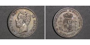 5 Peseta Kingdom of Spain (1814 - 1873) Silber Amadeus I. (Spanien)  (1845 - 1890)