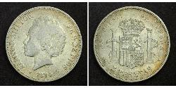 5 Peseta Kingdom of Spain (1874 - 1931) Silber Alfonso XIII of Spain (1886 - 1941)