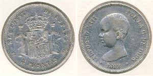 5 Peseta Kingdom of Spain (1874 - 1931) Silber Alfonso XIII of Spain (1886 - 1941)