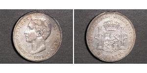 5 Peseta Kingdom of Spain (1874 - 1931) Silber Alfonso XII of Spain (1857 -1885)