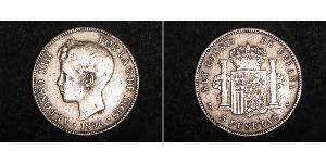 5 Peseta Kingdom of Spain (1874 - 1931) Silber 