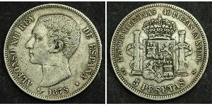 5 Peseta Kingdom of Spain (1874 - 1931) Silber Alfonso XII of Spain (1857 -1885)
