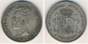 5 Peseta Kingdom of Spain (1814 - 1873) Silver Amadeo I of Spain (1845 - 1890)