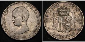 5 Peseta Kingdom of Spain (1874 - 1931) Silver Alfonso XIII of Spain (1886 - 1941)
