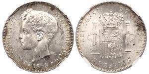 5 Peseta Kingdom of Spain (1874 - 1931) Silver 
