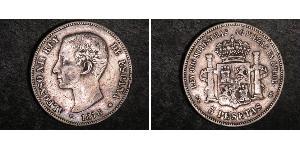 5 Peseta Kingdom of Spain (1874 - 1931) Silver Alfonso XII of Spain (1857 -1885)
