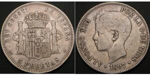 5 Peseta Kingdom of Spain (1874 - 1931) Silver 