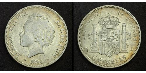 5 Peseta Kingdom of Spain (1874 - 1931) Silver Alfonso XIII of Spain (1886 - 1941)