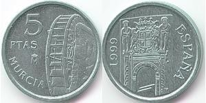 5 Peseta Kingdom of Spain (1976 - ) Steel/Nickel Juan Carlos I of Spain (1938 - )