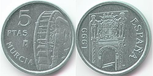 5 Peseta Kingdom of Spain (1976 - ) Steel/Nickel Juan Carlos I of Spain (1938 - )