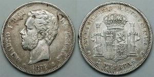 5 Peseta Kingdom of Spain (1814 - 1873) 銀 阿玛迪奥一世 (西班牙)  (1845 - 1890)