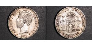 5 Peseta Kingdom of Spain (1814 - 1873) 銀 阿玛迪奥一世 (西班牙)  (1845 - 1890)