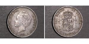5 Peseta Kingdom of Spain (1874 - 1931) 銀 阿方索十三世 (1886 - 1941)