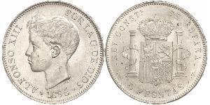 5 Peseta Kingdom of Spain (1874 - 1931) 銀 