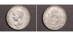 5 Peseta Kingdom of Spain (1874 - 1931) 銀 阿方索十三世 (1886 - 1941)