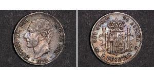 5 Peseta Kingdom of Spain (1874 - 1931) 銀 Alfonso XII of Spain (1857 -1885)