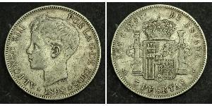 5 Peseta Kingdom of Spain (1874 - 1931) 銀 
