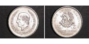 5 Peso Second Federal Republic of Mexico (1846 - 1863) Argent Miguel Hidalgo