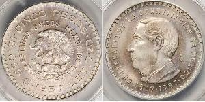 5 Peso Messico Argento 