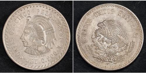 5 Peso Messico Argento 