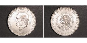 5 Peso Second Federal Republic of Mexico (1846 - 1863) Argento Miguel Hidalgo
