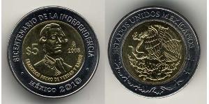 5 Peso Messico (1867 - ) Bimetal 