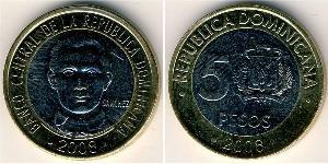 5 Peso Repubblica Dominicana Bimetal 