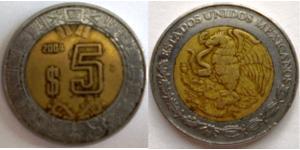 5 Peso 墨西哥 Bimetal 
