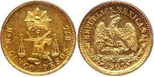 5 Peso United Mexican States (1867 - ) Gold 