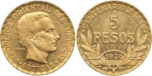 5 Peso Uruguay Gold José Gervasio Artigas