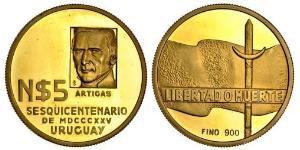 5 Peso Uruguay (1825 - ) Gold José Gervasio Artigas