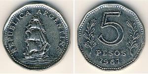 5 Peso República Argentina (1861 - ) Níquel/Cobre 